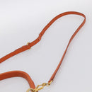 Miu Miu Shoulder Bag Vittero Dino Leather 2way Orange Gold Auth 214849V-11