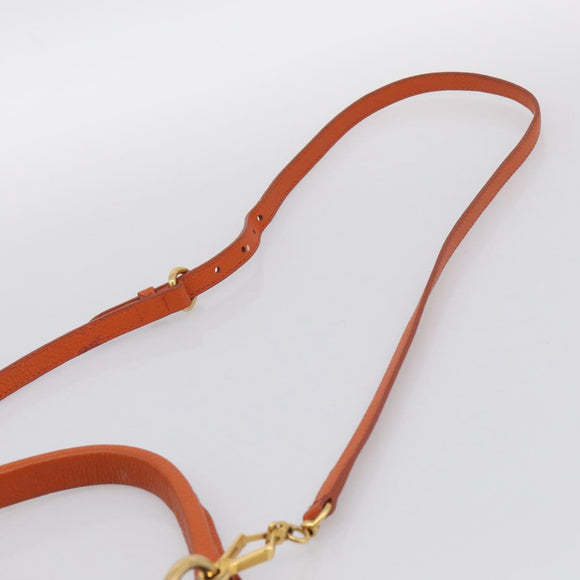 Miu Miu Shoulder Bag Vittero Dino Leather 2way Orange Gold Auth 214849V
