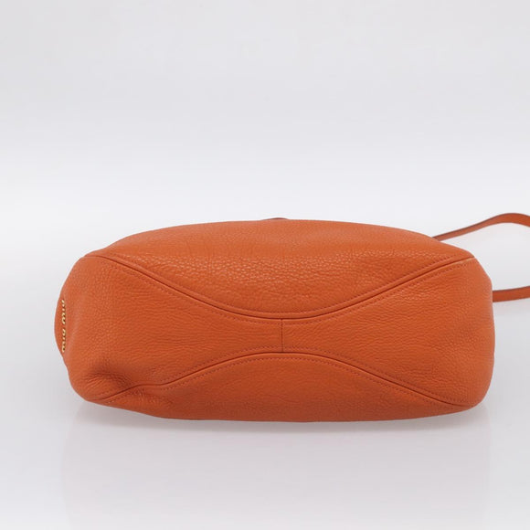 Miu Miu Shoulder Bag Vittero Dino Leather 2way Orange Gold Auth 214849V