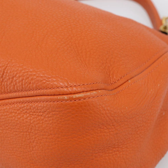 Miu Miu Shoulder Bag Vittero Dino Leather 2way Orange Gold Auth 214849V