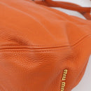 Miu Miu Shoulder Bag Vittero Dino Leather 2way Orange Gold Auth 214849V-16