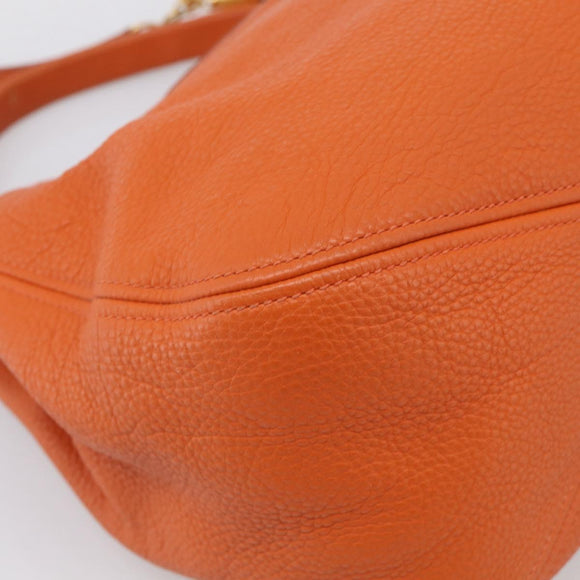 Miu Miu Shoulder Bag Vittero Dino Leather 2way Orange Gold Auth 214849V