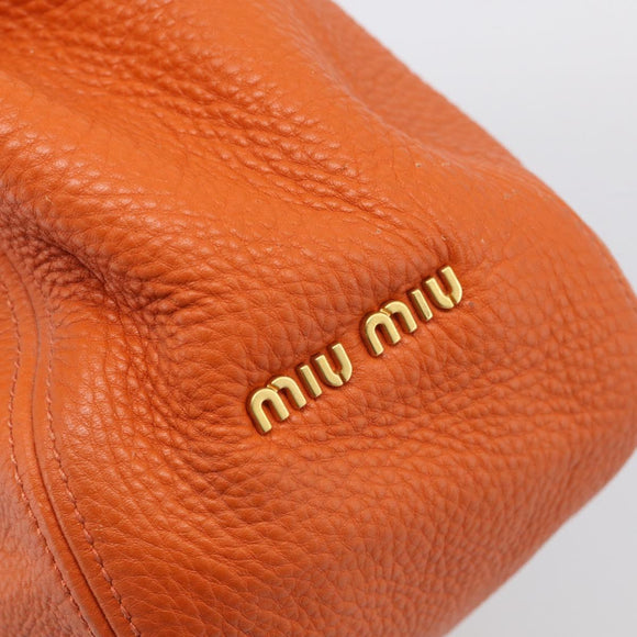 Miu Miu Shoulder Bag Vittero Dino Leather 2way Orange Gold Auth 214849V
