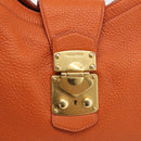 Miu Miu Shoulder Bag Vittero Dino Leather 2way Orange Gold Auth 214849V-19