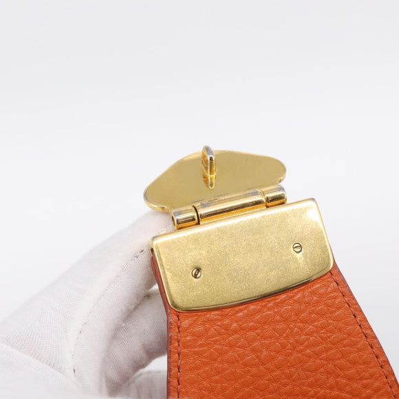 Miu Miu Shoulder Bag Vittero Dino Leather 2way Orange Gold Auth 214849V