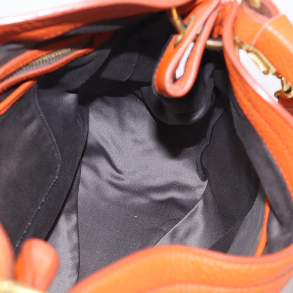 Miu Miu Shoulder Bag Vittero Dino Leather 2way Orange Gold Auth 214849V