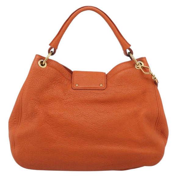 Miu Miu Shoulder Bag Vittero Dino Leather 2way Orange Gold Auth 214849V