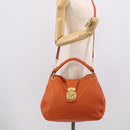 Miu Miu Shoulder Bag Vittero Dino Leather 2way Orange Gold Auth 214849V-31