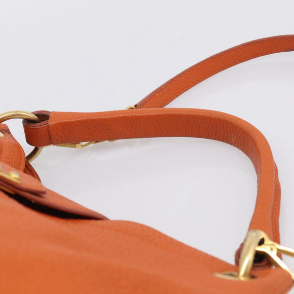 Miu Miu Shoulder Bag Vittero Dino Leather 2way Orange Gold Auth 214849V