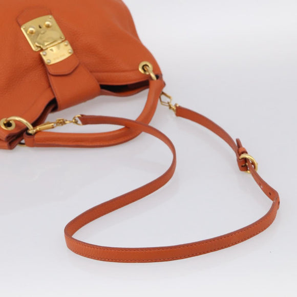 Miu Miu Shoulder Bag Vittero Dino Leather 2way Orange Gold Auth 214849V