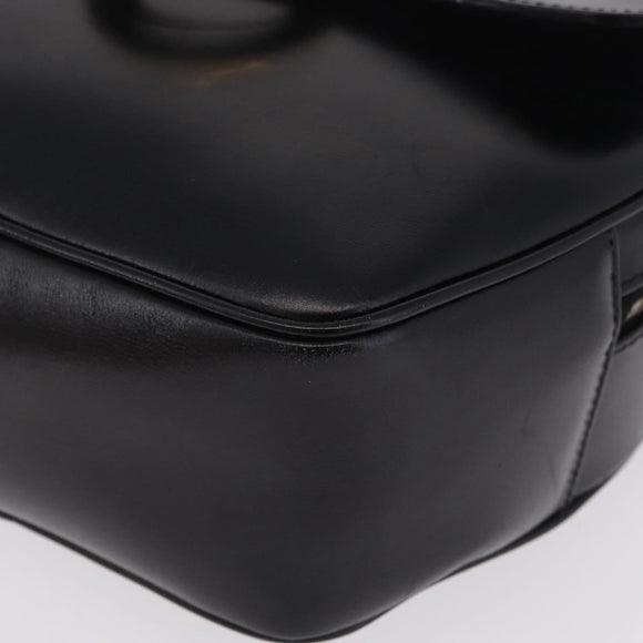 CELINE Circle Hand Bag Leather Black Gold Auth 214852