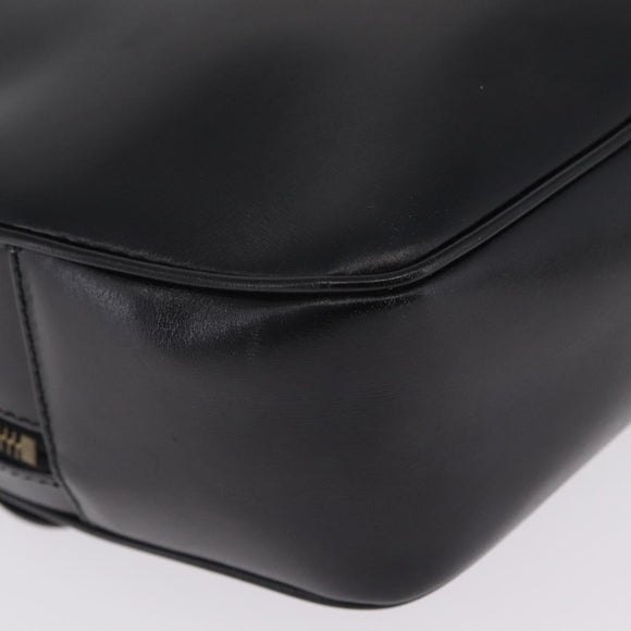 CELINE Circle Hand Bag Leather Black Gold Auth 214852