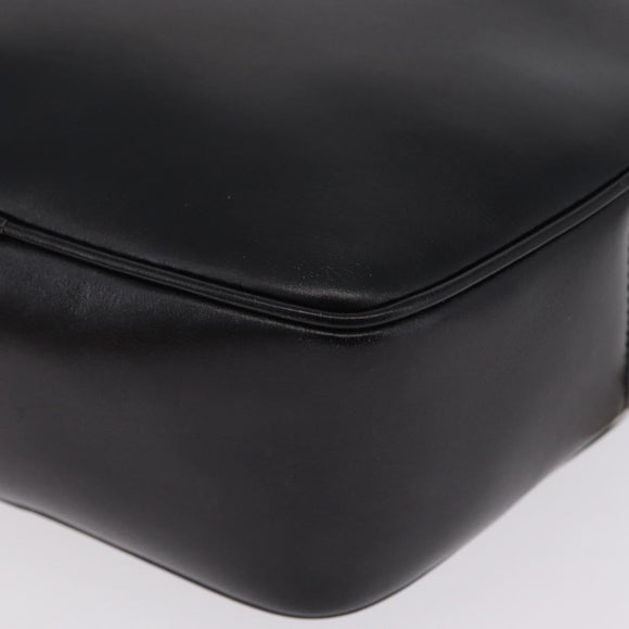 CELINE Circle Hand Bag Leather Black Gold Auth 214852