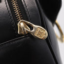 CELINE Circle Hand Bag Leather Black Gold Auth 214852-14