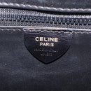CELINE Circle Hand Bag Leather Black Gold Auth 214852-16