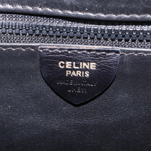CELINE Circle Hand Bag Leather Black Gold Auth 214852