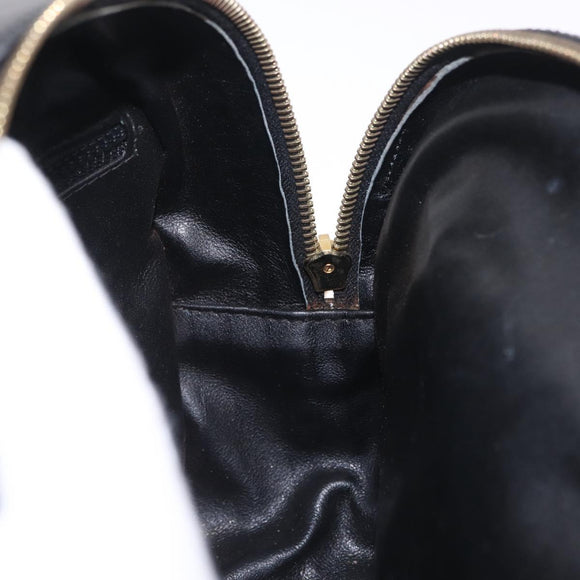 CELINE Circle Hand Bag Leather Black Gold Auth 214852
