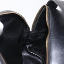 CELINE Circle Hand Bag Leather Black Gold Auth 214852-19