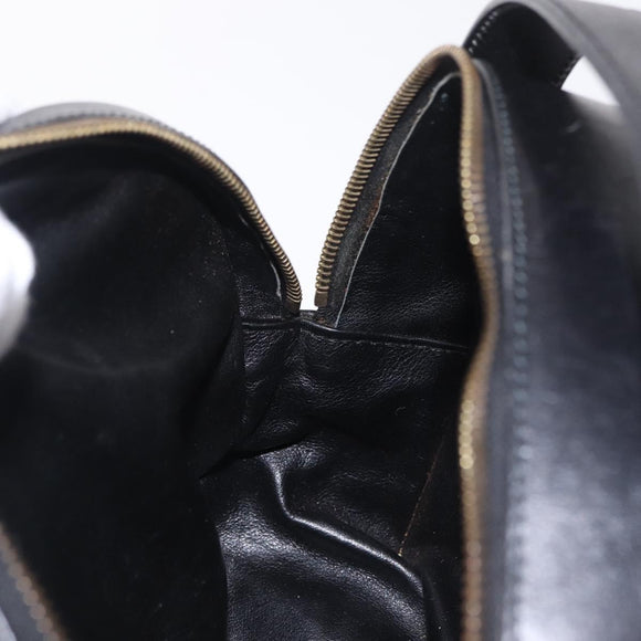 CELINE Circle Hand Bag Leather Black Gold Auth 214852