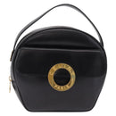 CELINE Circle Hand Bag Leather Black Gold Auth 214852-2