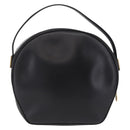 CELINE Circle Hand Bag Leather Black Gold Auth 214852-3
