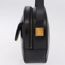CELINE Circle Hand Bag Leather Black Gold Auth 214852-4