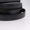 CELINE Circle Hand Bag Leather Black Gold Auth 214852-7
