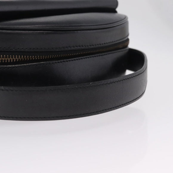 CELINE Circle Hand Bag Leather Black Gold Auth 214852