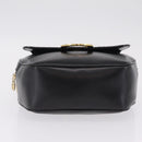 CELINE Circle Hand Bag Leather Black Gold Auth 214852-9