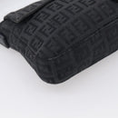 FENDI Zucchino Canvas Mamma Baguette Bag Black Silver 8BR180 Auth 214853-11