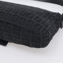 FENDI Zucchino Canvas Mamma Baguette Bag Black Silver 8BR180 Auth 214853-12