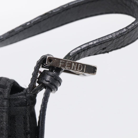 FENDI Zucchino Canvas Mamma Baguette Bag Black Silver 8BR180 Auth 214853
