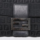 FENDI Zucchino Canvas Mamma Baguette Bag Black Silver 8BR180 Auth 214853-17