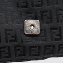 FENDI Zucchino Canvas Mamma Baguette Bag Black Silver 8BR180 Auth 214853-19