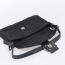 FENDI Zucchino Canvas Mamma Baguette Bag Black Silver 8BR180 Auth 214853-20