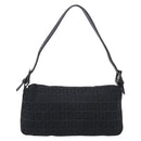 FENDI Zucchino Canvas Mamma Baguette Bag Black Silver 8BR180 Auth 214853-3