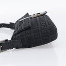 FENDI Zucchino Canvas Mamma Baguette Bag Black Silver 8BR180 Auth 214853-4