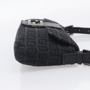 FENDI Zucchino Canvas Mamma Baguette Bag Black Silver 8BR180 Auth 214853-5