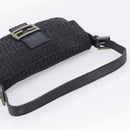 FENDI Zucchino Canvas Mamma Baguette Bag Black Silver 8BR180 Auth 214853-7