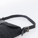 FENDI Zucchino Canvas Mamma Baguette Bag Black Silver 8BR180 Auth 214853-8