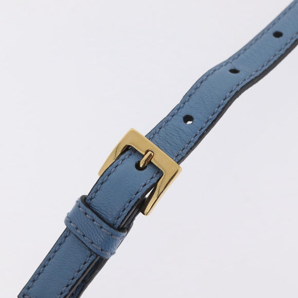 Miu Miu Madras Hand Bag Leather 2way Blue Gold Auth 214858V
