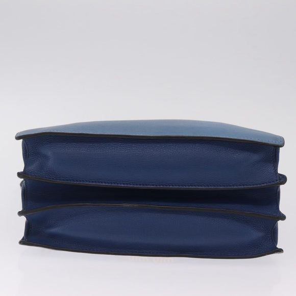 Miu Miu Madras Hand Bag Leather 2way Blue Gold Auth 214858V
