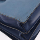 Miu Miu Madras Hand Bag Leather 2way Blue Gold Auth 214858V-14