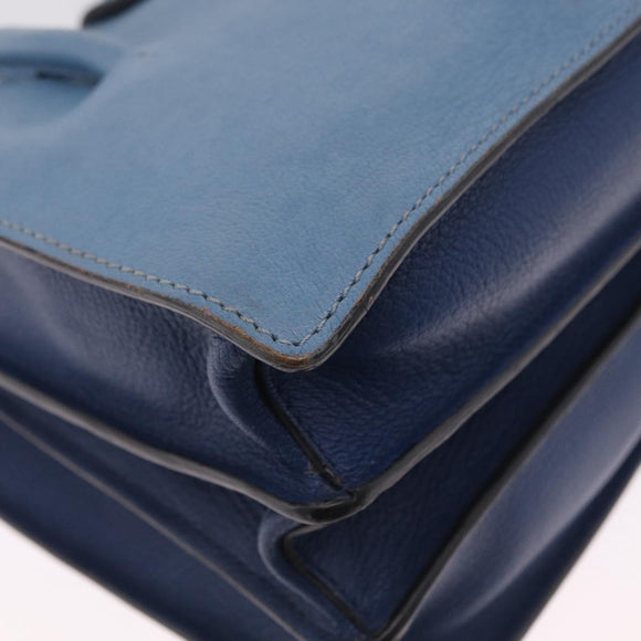 Miu Miu Madras Hand Bag Leather 2way Blue Gold Auth 214858V