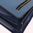 Miu Miu Madras Hand Bag Leather 2way Blue Gold Auth 214858V-17