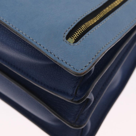 Miu Miu Madras Hand Bag Leather 2way Blue Gold Auth 214858V