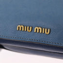 Miu Miu Madras Hand Bag Leather 2way Blue Gold Auth 214858V-18