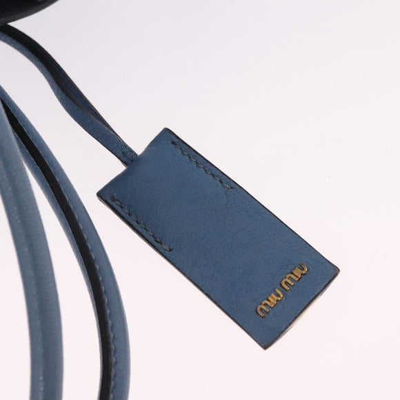 Miu Miu Madras Hand Bag Leather 2way Blue Gold Auth 214858V