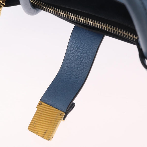 Miu Miu Madras Hand Bag Leather 2way Blue Gold Auth 214858V