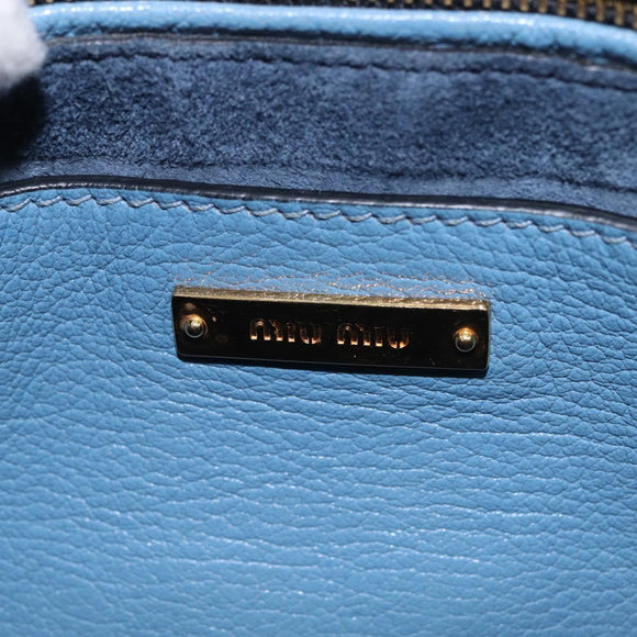 Miu Miu Madras Hand Bag Leather 2way Blue Gold Auth 214858V